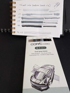 Copic markers grey tone chisel nib