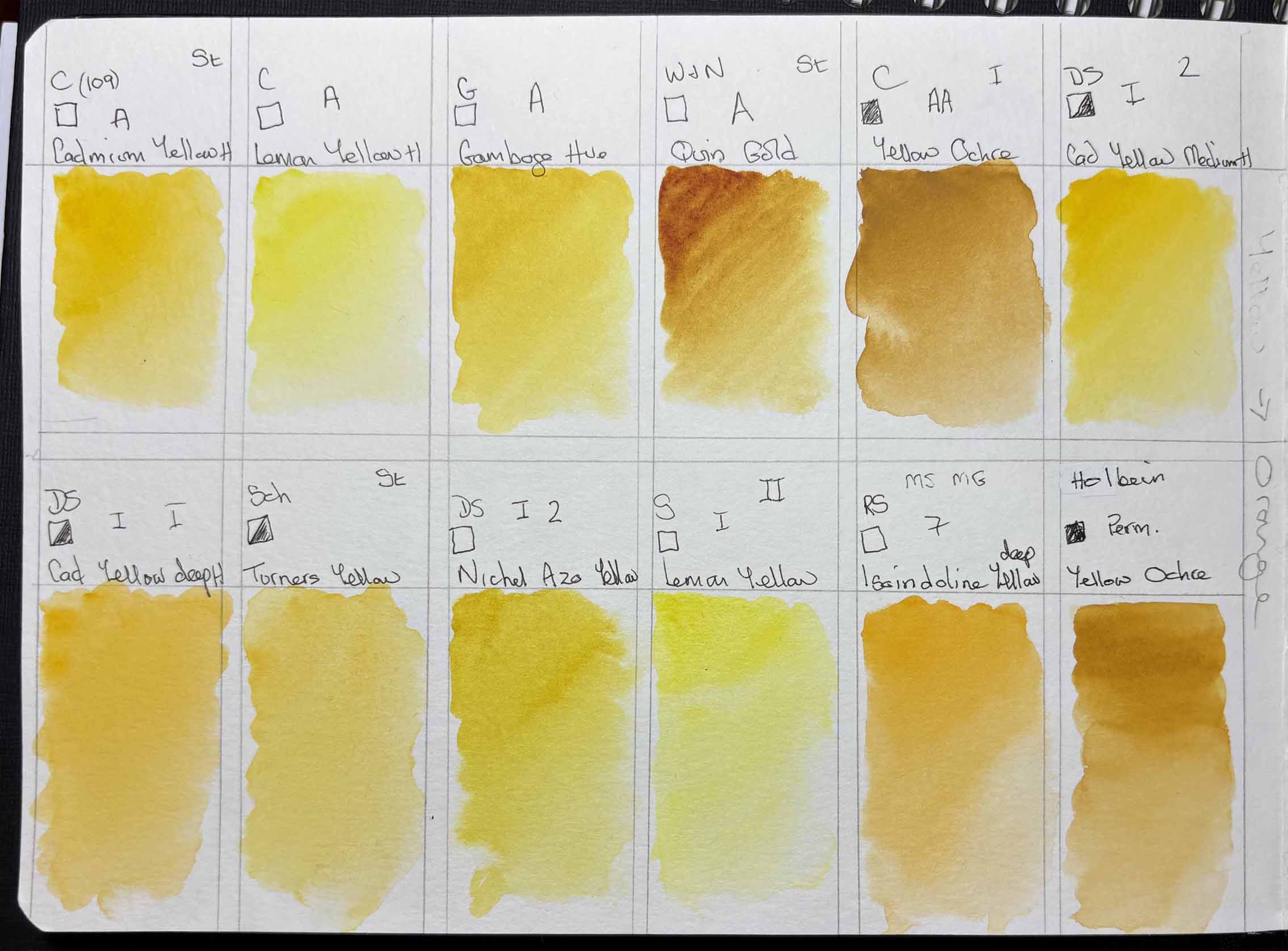 Yellow and Orange swatches