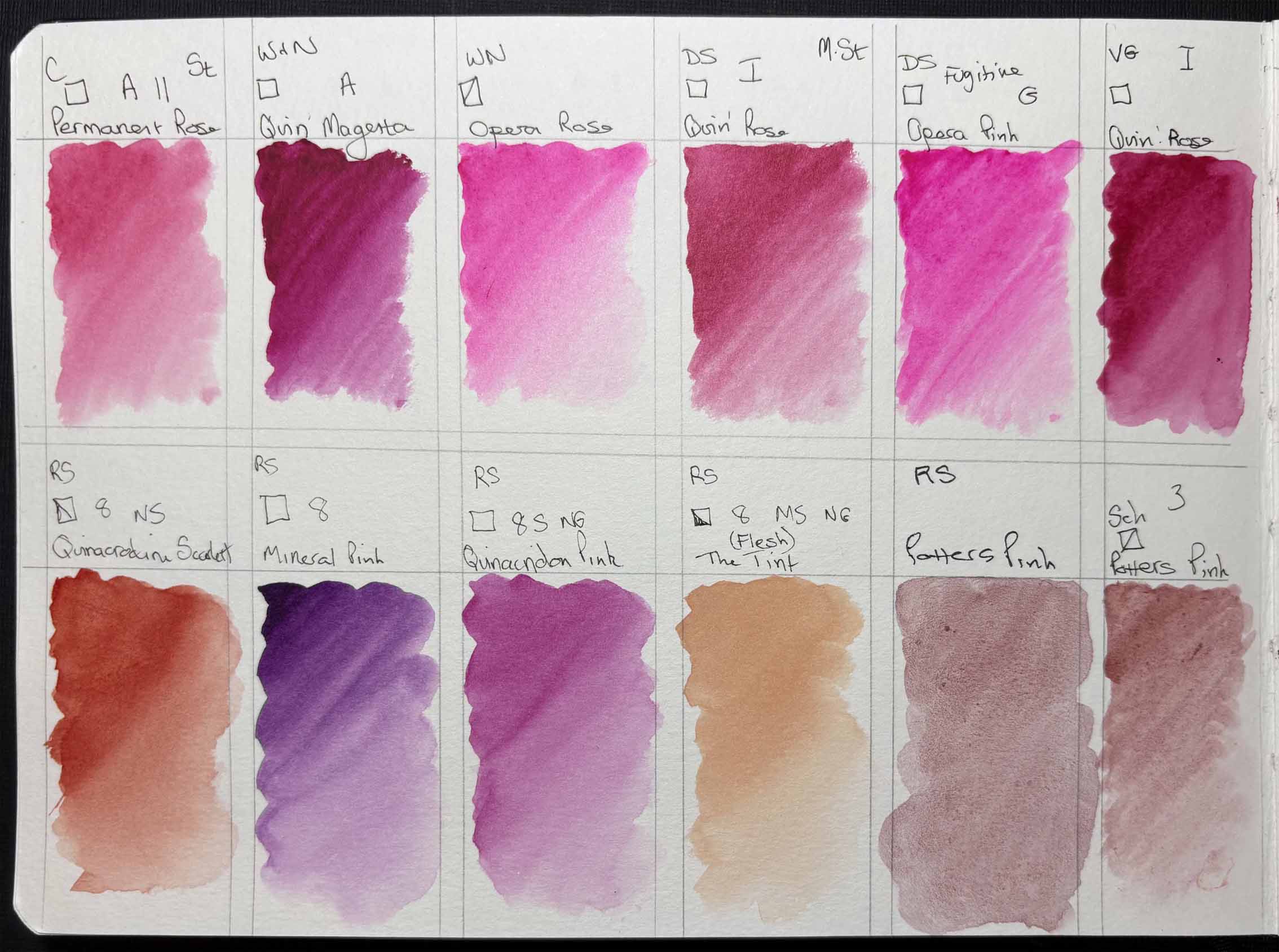 Red and pink swatches