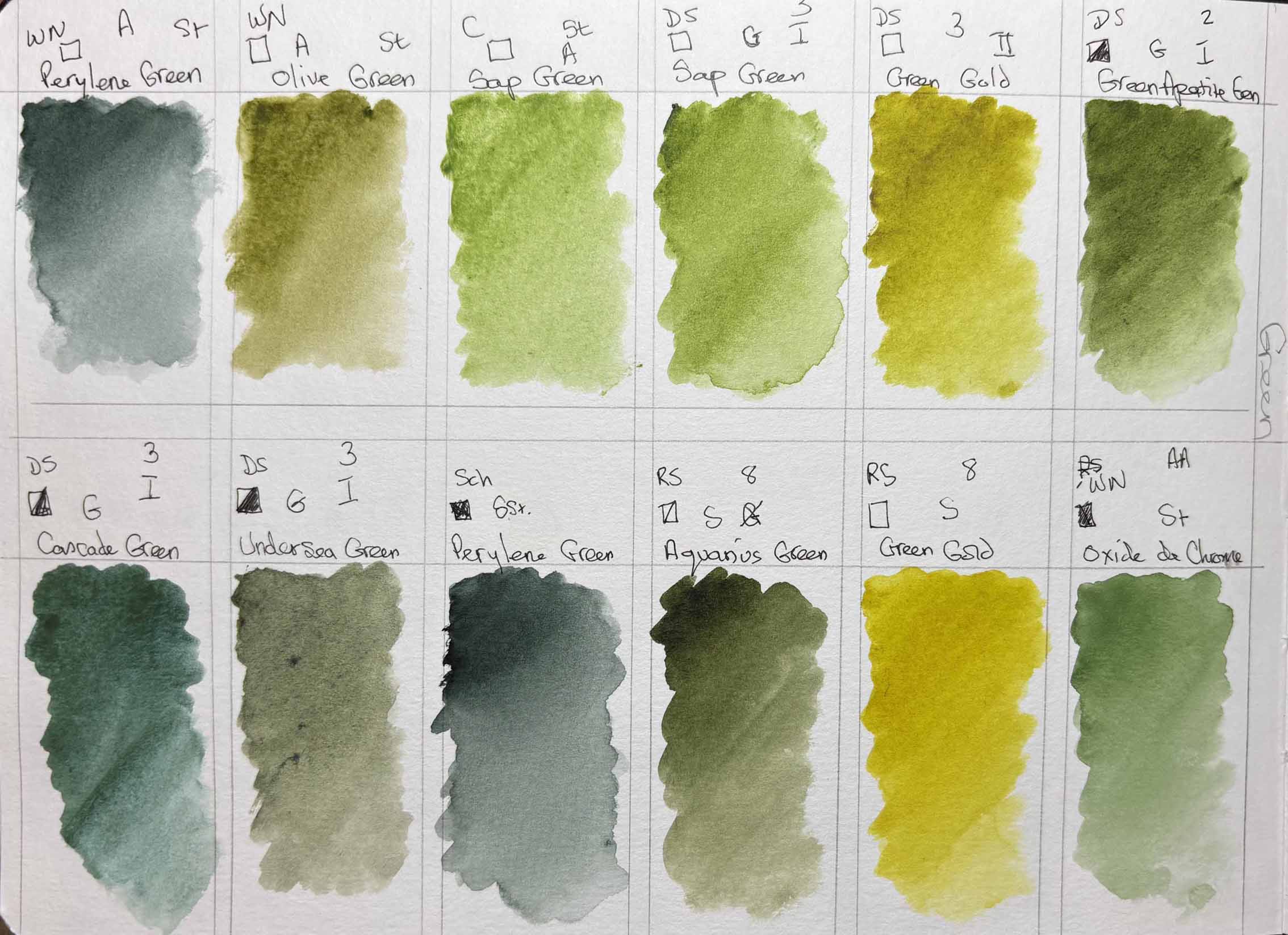 Green swatches